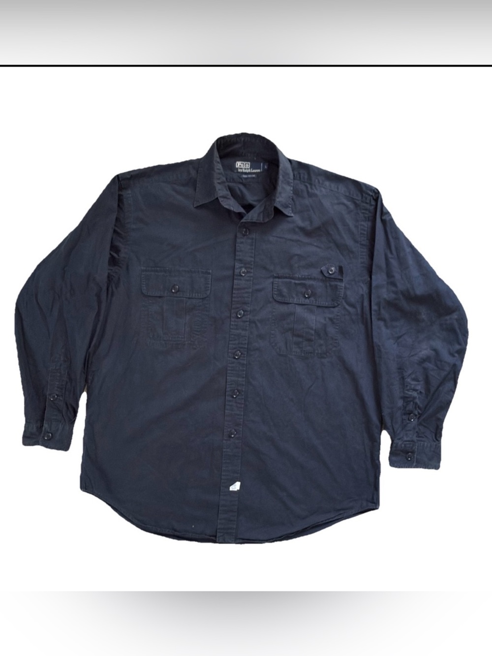 80’s Vintage Polo Ralph Lauren Mens Large Black Cotton Utility Safari Work Shirt